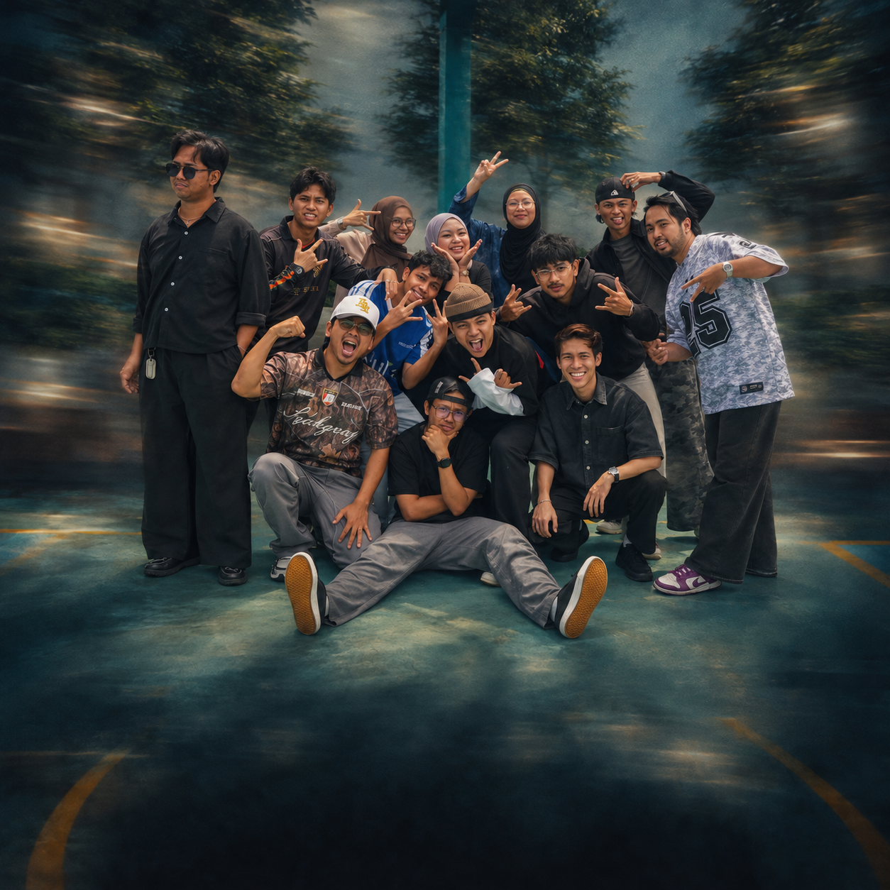 Broz&Team collective in a cinematic teal-toned poster